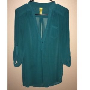 Sheer turquoise blouse