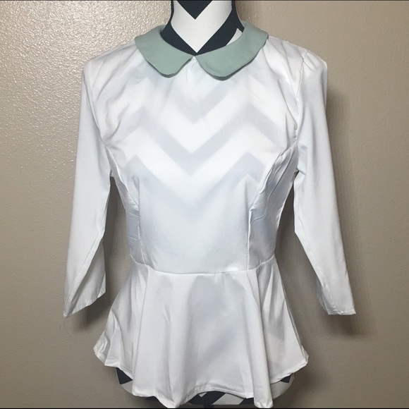 Peter Pan Collar Sleeve Flounced Blouse D4 - Picture 2 of 4