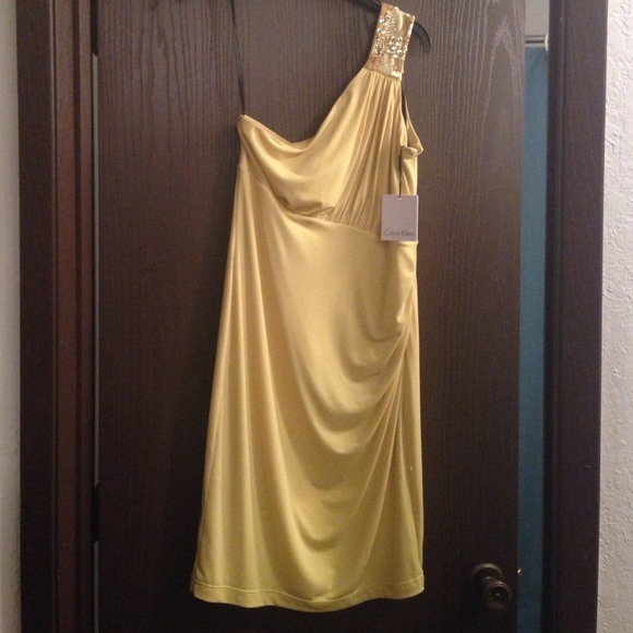 Citron yellow bedazzled dress