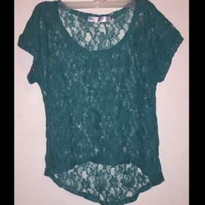 green/blue lace top