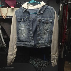 Denim jacket with hood