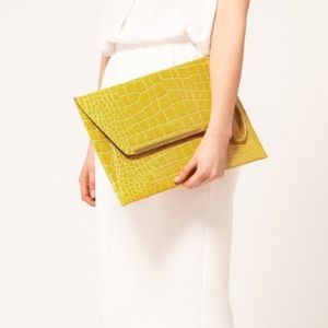 ASOS large Laptop case/Clutch w/ gold metal bar