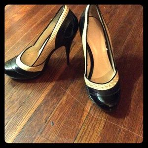 Black and cream heels