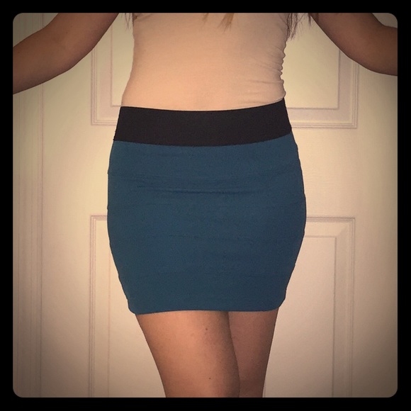 Teal mini skirt by Charlotte Russe.