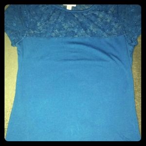 BLUE W LACE TOP