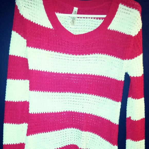 PINK & WHITE STRIPED KNIT LONG SLEEVE