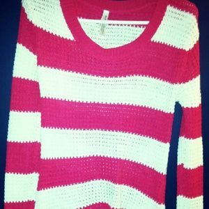 PINK & WHITE STRIPED KNIT LONG SLEEVE