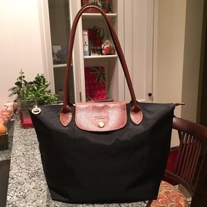 Longchamp- Le Pliage Med Shoulder Tote Bag, Black
