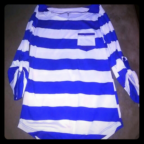 DNA COUTURE BLUE & WHITE STRIPE TOP