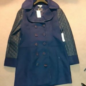 Blue mixed material peacoat