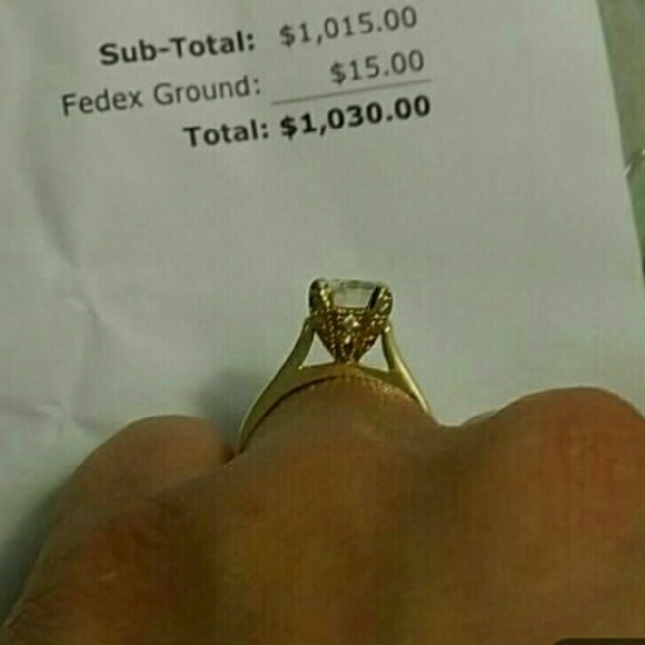 Solid 14k yellow gold ring 7.5mm moissanite ring