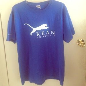 Blue Kean University t-shirt.