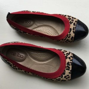 Me Too calf hair animal print ballerina flats