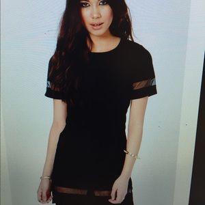 Black Mesh Panel Dress