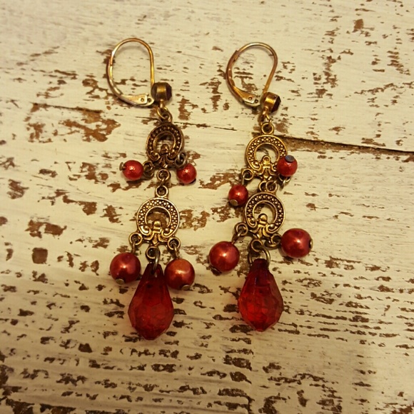Ruby Colored Earrings