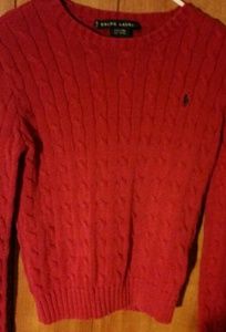 Ralph Lauren red cable knit sweater XS women's
