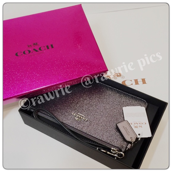Coach Handbags - FINALSALE Coach silver glitter wristlet & gift box