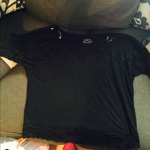 Black lace half sleeve top