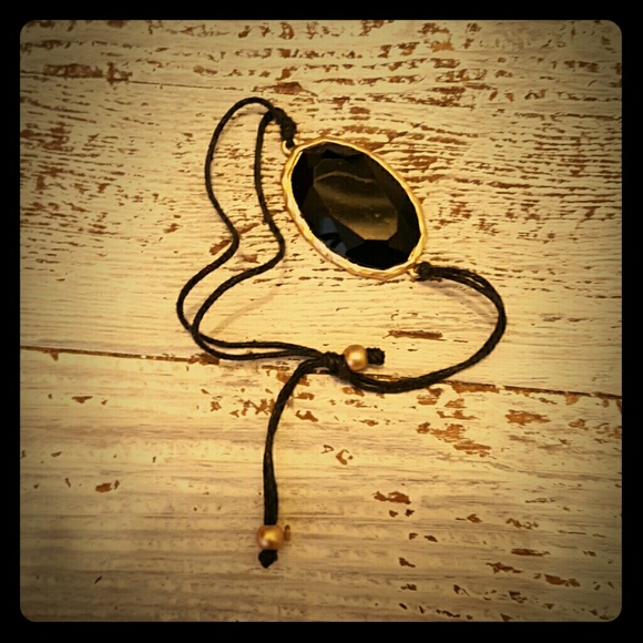 Adjustable Black Glass Bracelet
