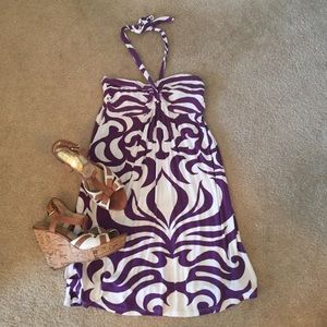 Purple and White Halter Dress