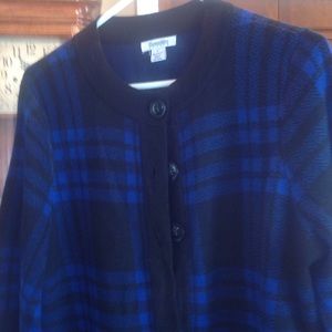 Beautiful sapphire blue and black sweater