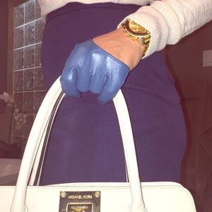 Teal blue half gloves