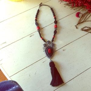 Red and Black Statement Necklace