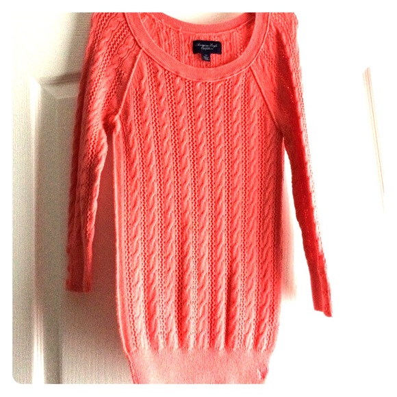 Coral pink cable knit sweater