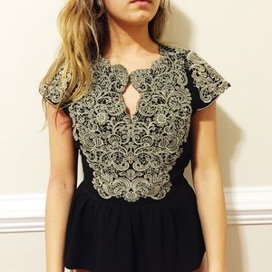 Embroidered Cap Sleeve blouse
