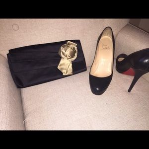 Kate Spade satin black evening clutch