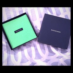 Magaschoni bright green cashmere notebook with box