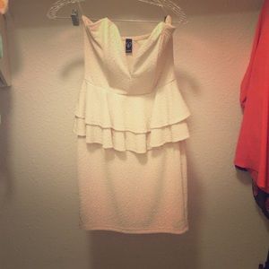 Cream  with a shimmer tint of silver dress