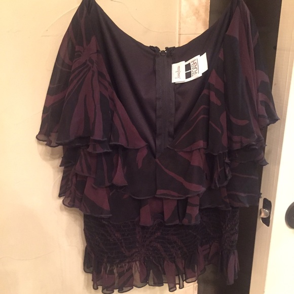 Low cut, back zip, Tadashi stretch top. Size 12