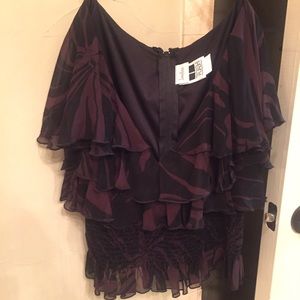 Low cut, back zip, Tadashi stretch top. Size 12