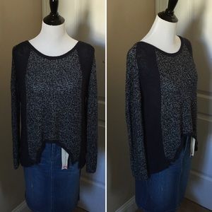 Francesca's - Quinn Navy & White High Low Sweater