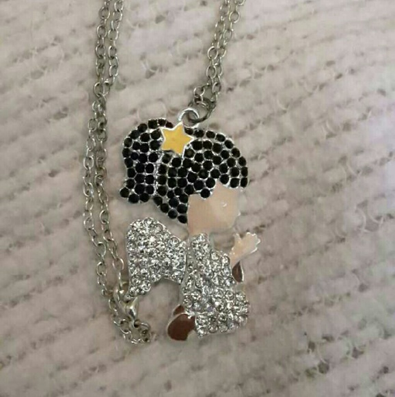 Handmade rhinestone angel necklace
