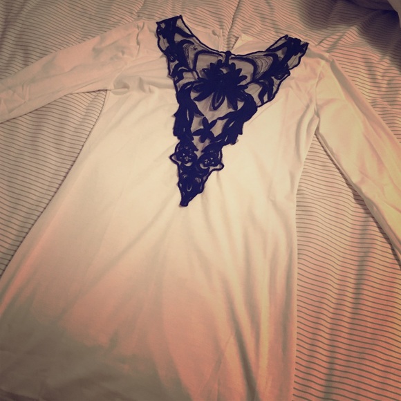 Super sexy white and black lace body con dress.