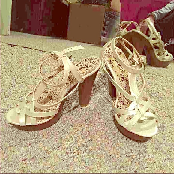 Pearl white strappy heels size 8.5