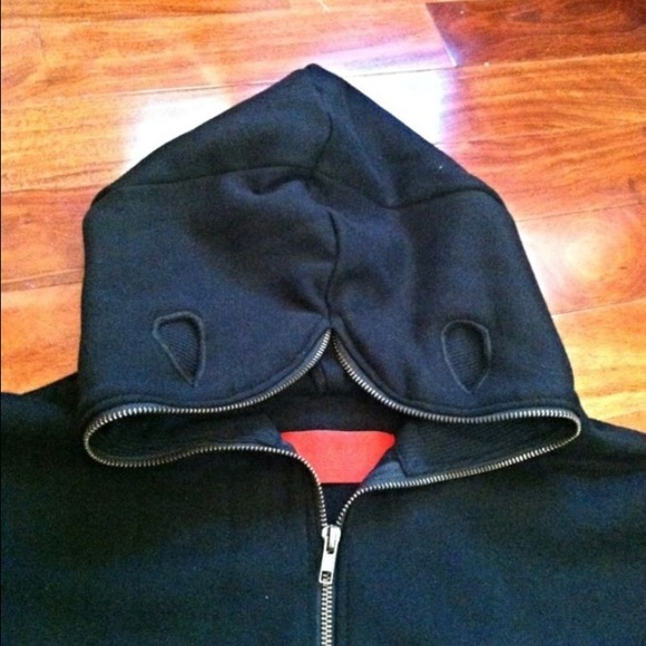 Mask hoodie sweatshirt sweater black zipper