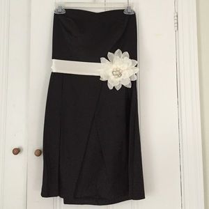 Black White Floral Sweetheart Prom/Formal Dress