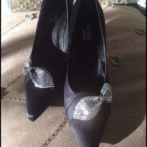 Vaneli evening heels with Crystal bow accents