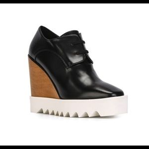 Stella McCartney lace-up black and white wedges