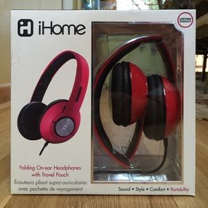 iHome iB45 Folding Headphones with Travel Pouch