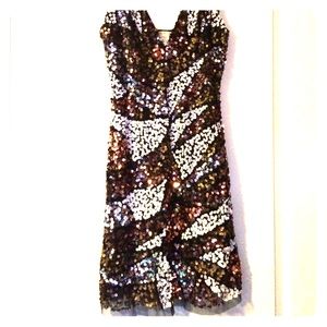 Arden B brown, black, and white sequin dress