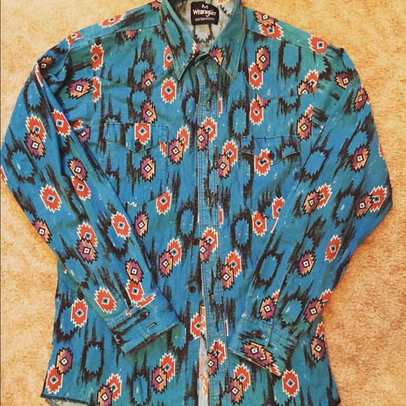 Vintage mens wrangler western button up Sz M