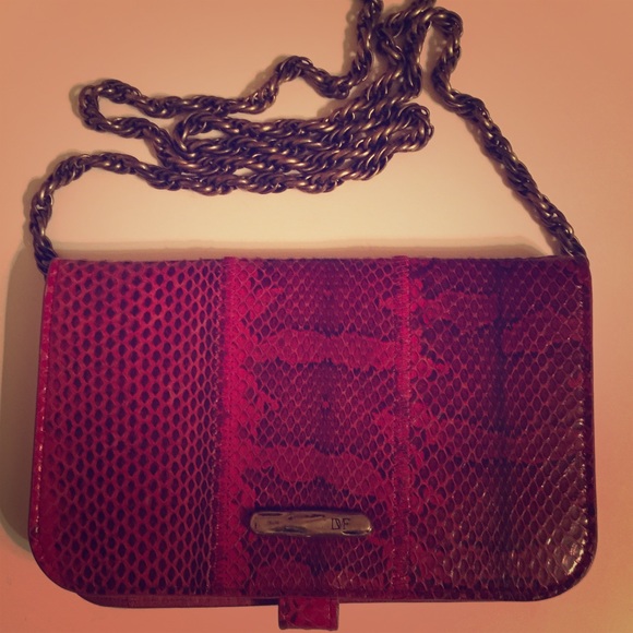 Red Diane Von Furstenberg snakeskin WOC or Clutch
