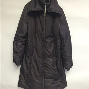 Brown BCBG down fill coat size small knee length