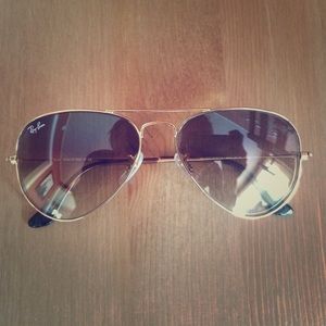 Ray Ban Light Brown Aviator Gradient Sunglasses