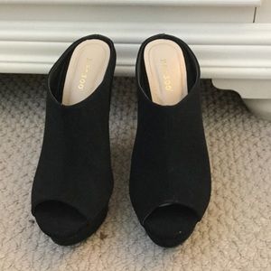 Black Peep Toe Wedges