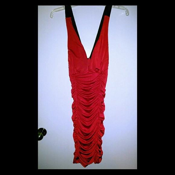Sexy ruched red dress